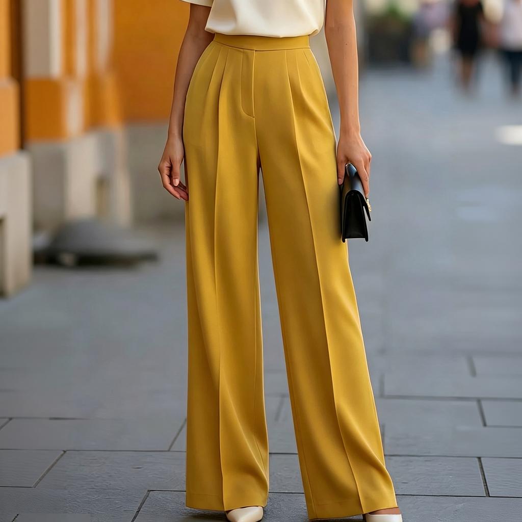 Women's High Waist Straight Leg Drape Dress Pants for Work