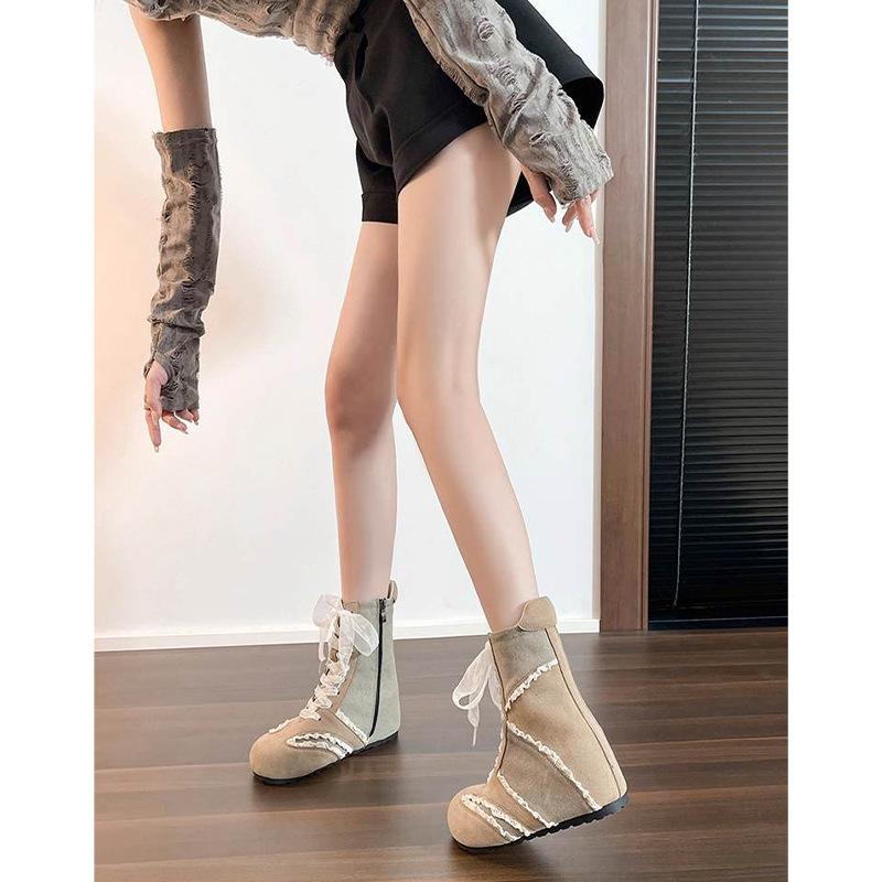 Academy style lace casual German training boots women's 2025 autumn new fashion versatile skirt Martin boots women