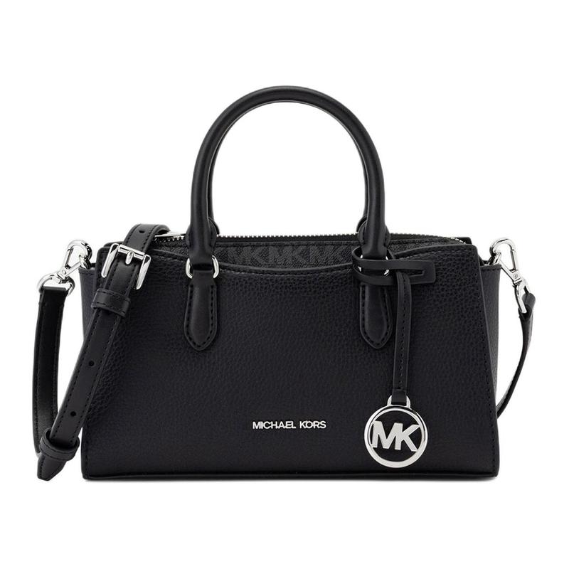 MICHAEL KORS Aden Silver Hardware Cowhide Handbag Small Women s Black чёрный