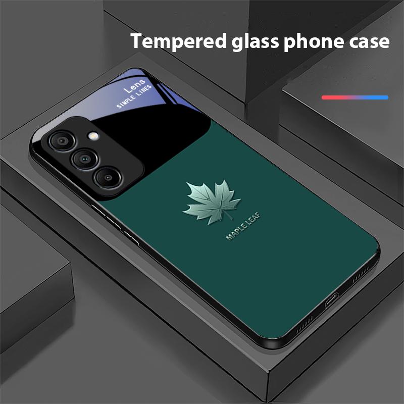 Ahornblattfarbe Für Samsung Galaxy A15 5G 54 4G 51 50 24 35 90 71 12 51 53 52S 80 22 34 Schwarze Handyhülle aus gehärtetem Glas