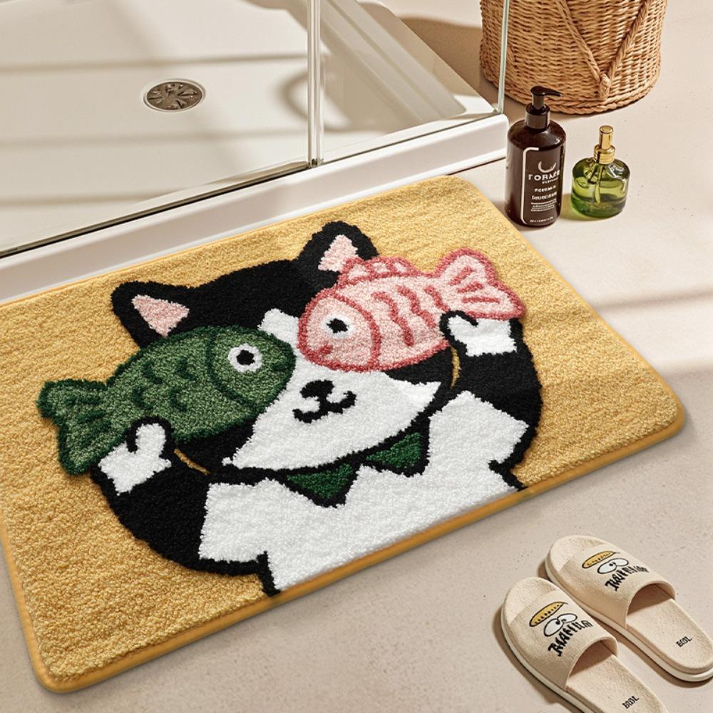 

Cute Animal Plush Rug Soft Comfort Machine Washable Bath Rug New Bathroom Rug Bathroom Cat-40*60cm
