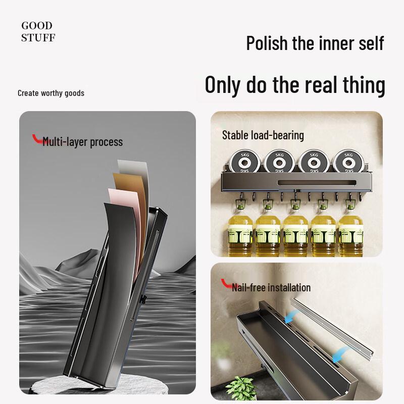 3-Tier Wall-Mounted Kitchen Storage Rack with Knife Holder