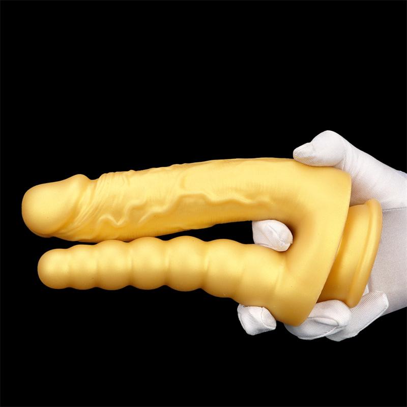 Dámské vaginální dildo zadní vestibul Duo s dvojitou hlavou anální kolík s kondicionérem a masturbátorem produkty pro dospělé