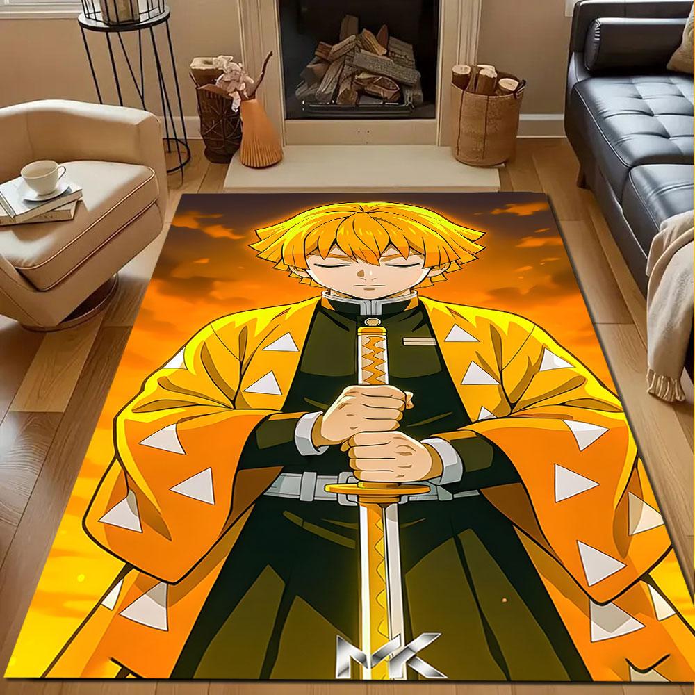 Yellow Haired Warrior with Sword Patterned carpet, non slip mat suitable for living room and bedroom sofas