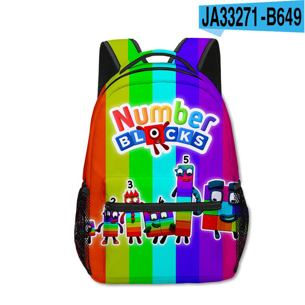 Bloques de Construcción Digitales Numberblocks Escuela Primaria y Secundaria Mochilas Escolares Mochilas Infantiles Mochilas con Estampado Digital Completo