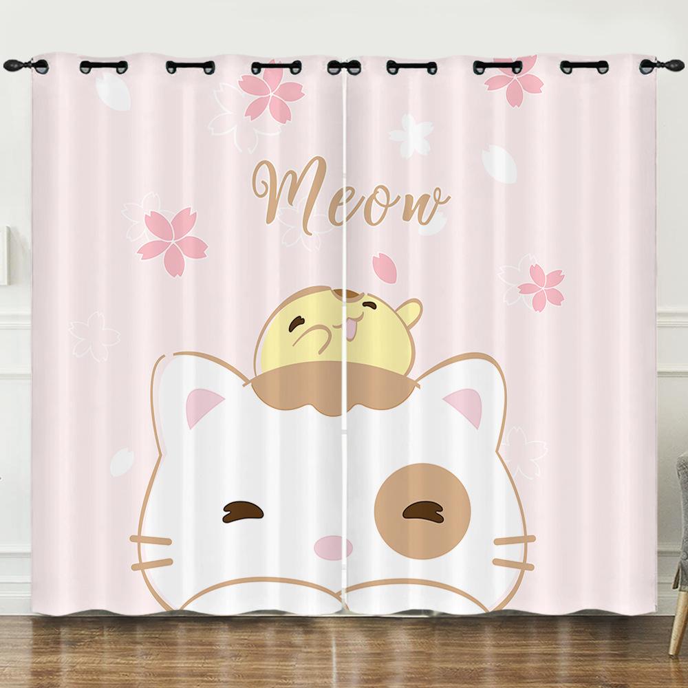 Curtains European And American Cartoon Animals Bear Deer Digital Printing Blackout Curtain Bedroom Punching