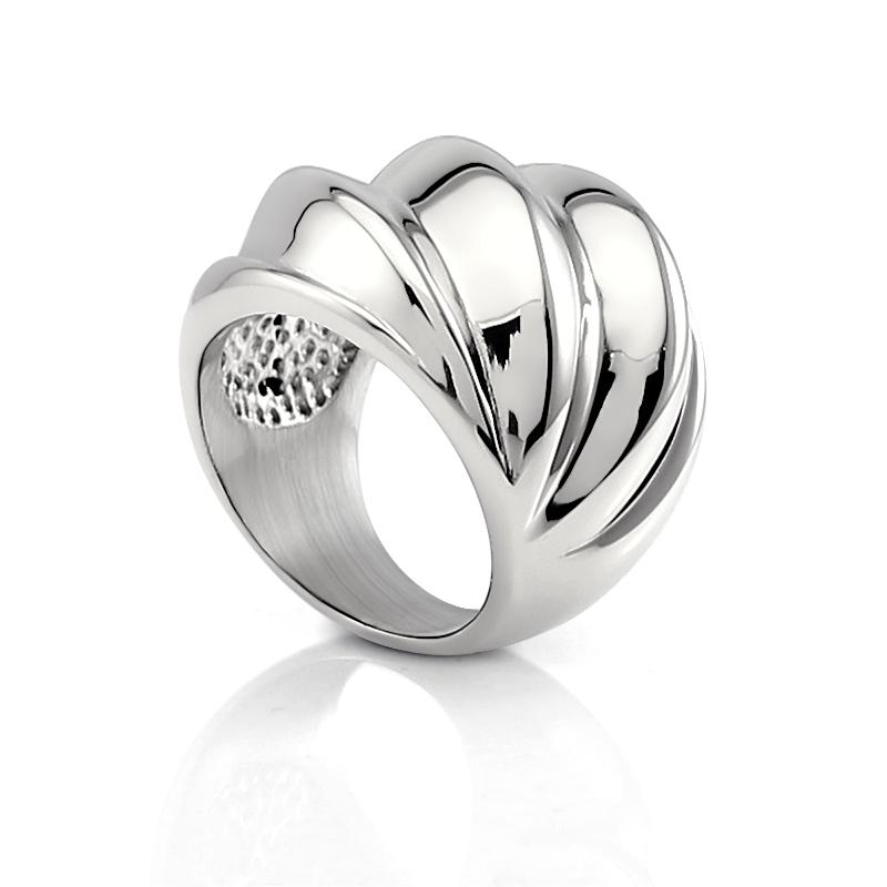 

Trendy Stainless Steel Domed Ring Carved Wave Lines Wide Punk Finger Rings for Women Female Europe Jewelry 9