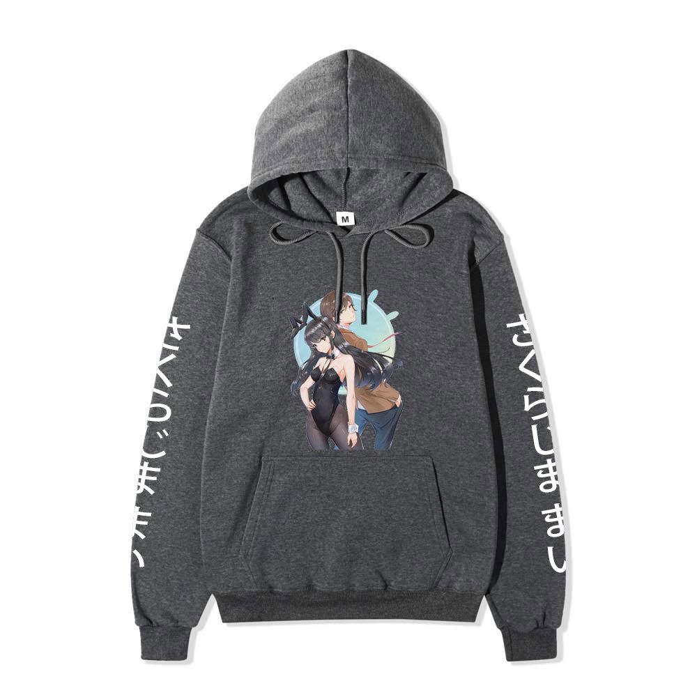 Rascal Does Not Dream of Bunny Girl Senpai Mai Sakurajima Unisex Fleece Hoodie Vertical Japanese Text Sleeve Anime Print Long Sleeve Sweatshirt