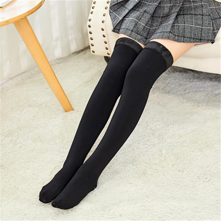 Women's Velvet Thickened Nylon Leg Warmers With Foot Cover - Warm Knee Pads and Long Socks for Autumn and Winter