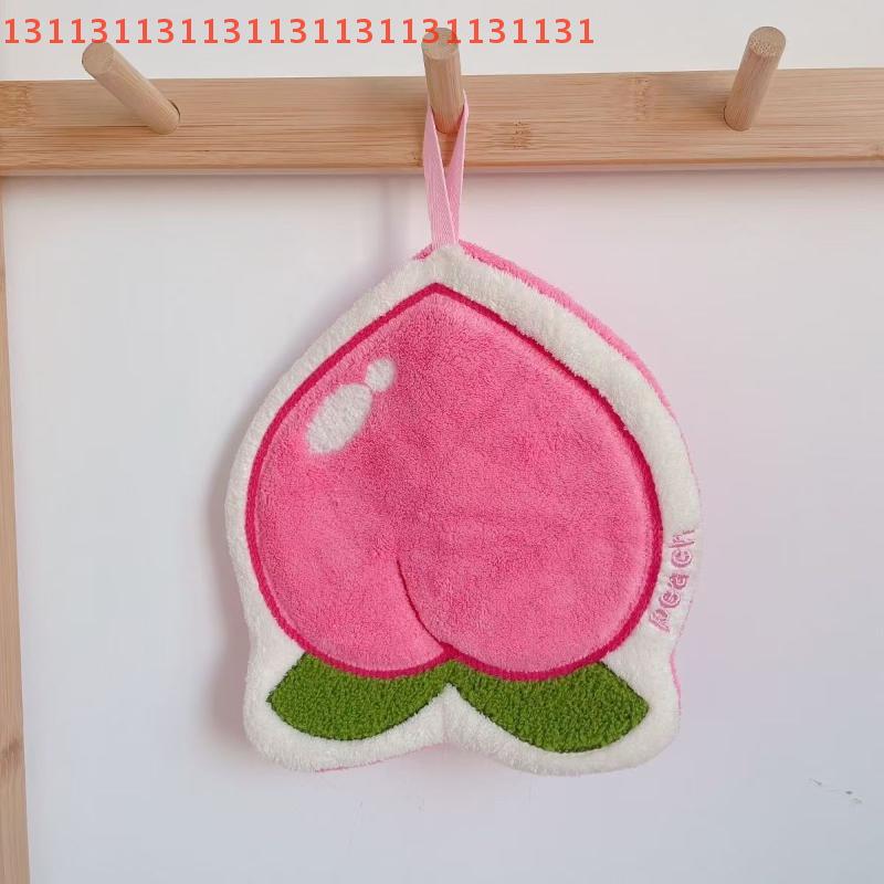 Cartoon Fruit Hand Towel Hanging Absorbent Bathroom Kerchief Coral Fleece Thickened Washcloth
