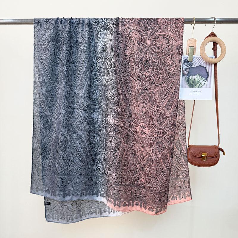 New Cashew Print Korean Scarf for Women's Outer Wear Decoration Travel Sun Protection Gradient Long Scarf Ethnic Style Beach Towel