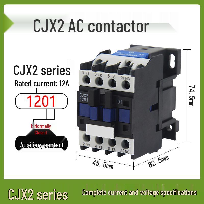AC Contactor CJX2 Series: 1210, 0910, 1810, 2510, 3210 - Single-phase 220V, Three-phase 380V, 12A