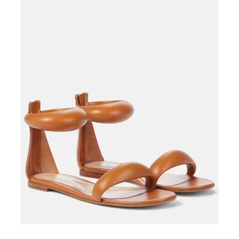 Fashion Brand Design Zipper Flat Bottom Sandals 2025 Summer New Low Heel Round Head Lady Slippers European American Style Women's Shoes