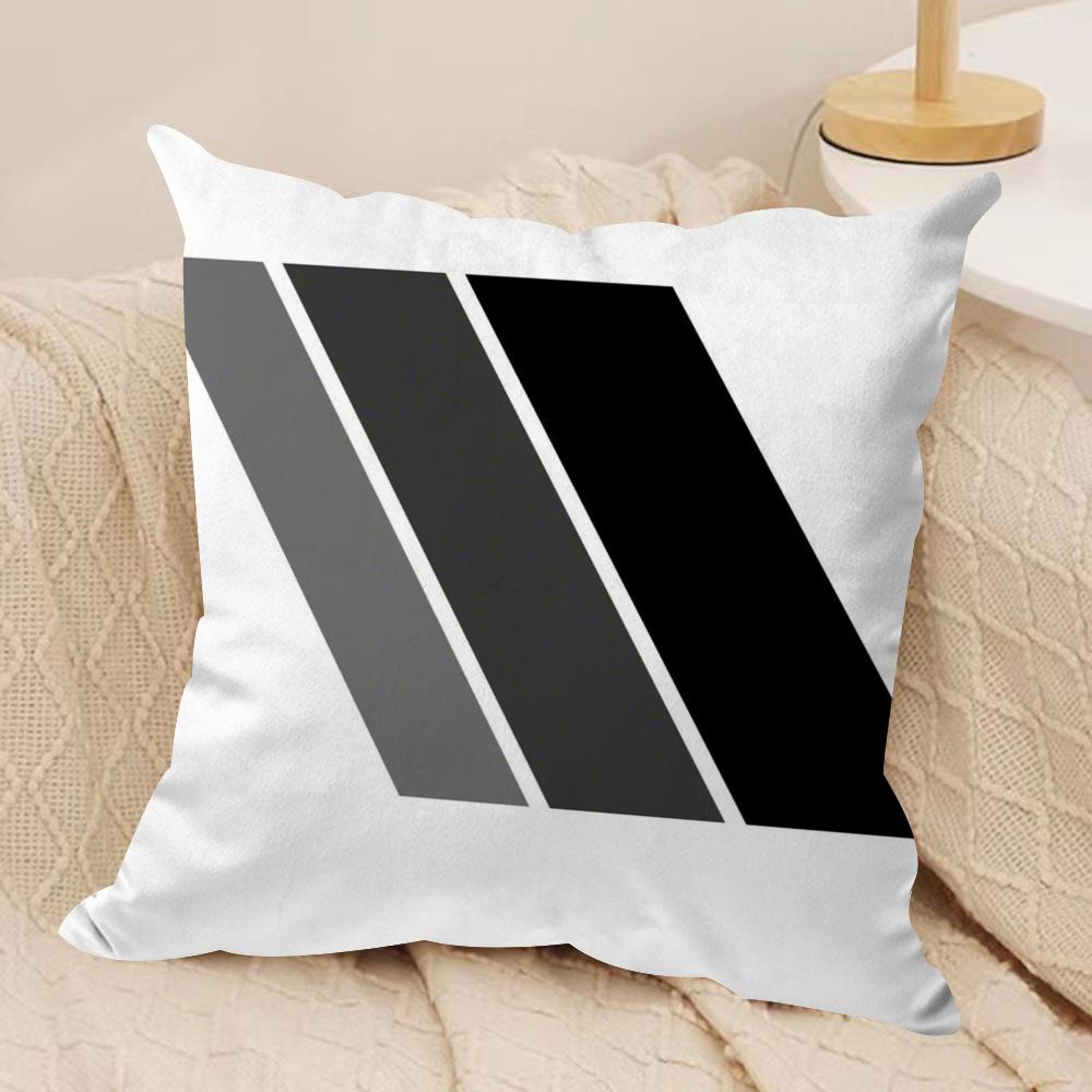 Black And White Gray Geometric Cushion Cover Pillowcase Ultra Soft Skin Friendly Fabric Cloud Like Comfort  Concealed Zipper