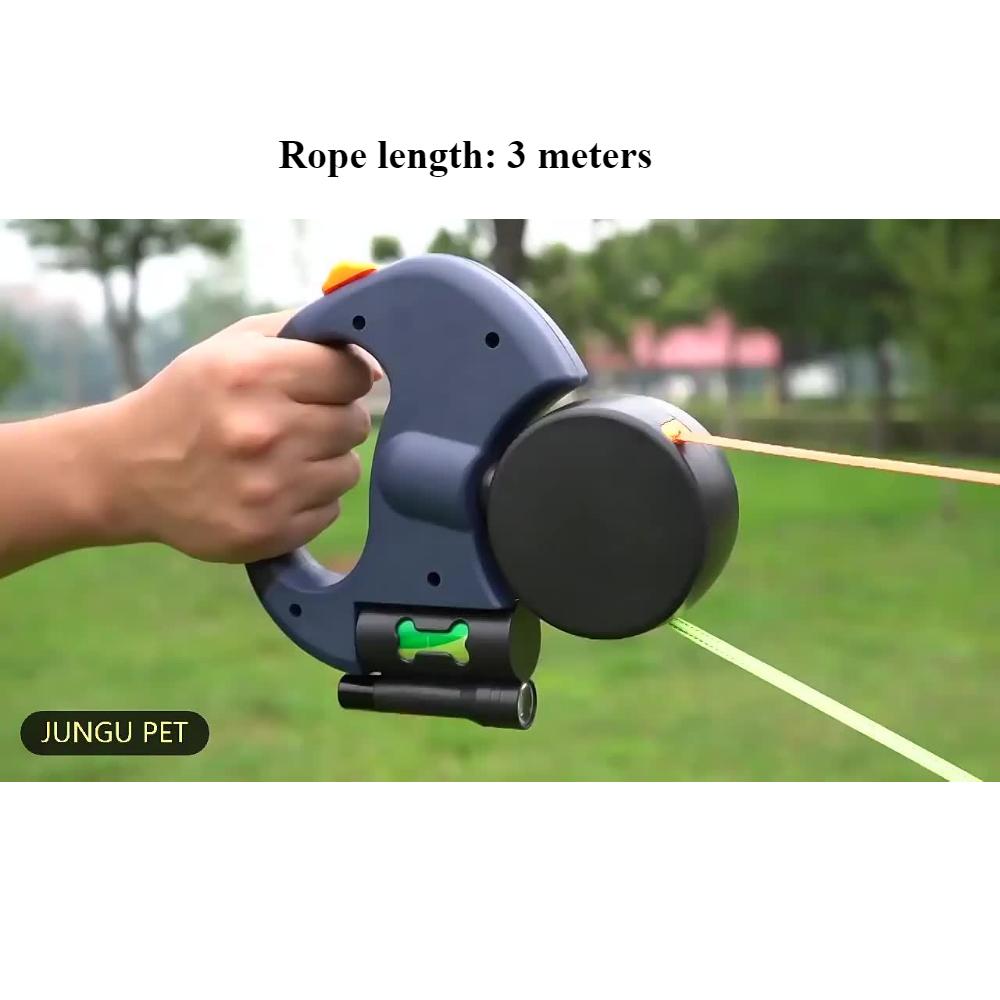 3 Meters One-to-two Dog Leash with LED Light Double-headed Pet Leash, Two-in-one Can Automatically Retractable Dog Leash