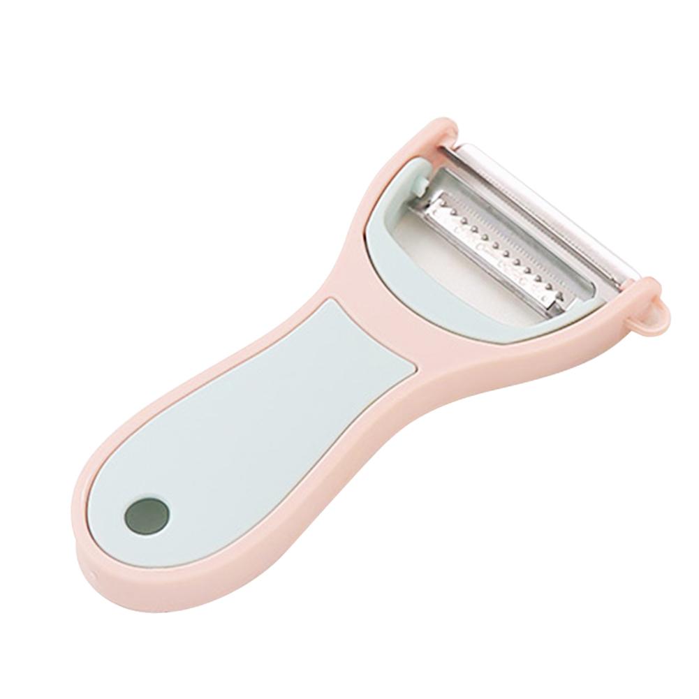 

2-в-1 овощечистка и терка, компактный набор для чистки овощей, многофункциональный для приготовления веганской еды, складной кухонный инструмент с лезвиями из нержавеющей стали розовый