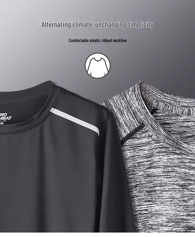 Men's Quick-Dry Long-Sleeve Sports Base Layer with Velvet for Running and Mountaineering