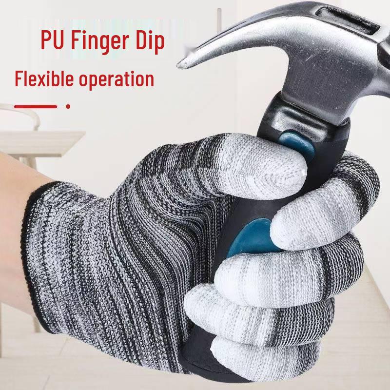 Breathable Anti-Slip PU Coated Nylon Finger Gloves: Wear-Resistant, Anti-Static Protection for Men and Women