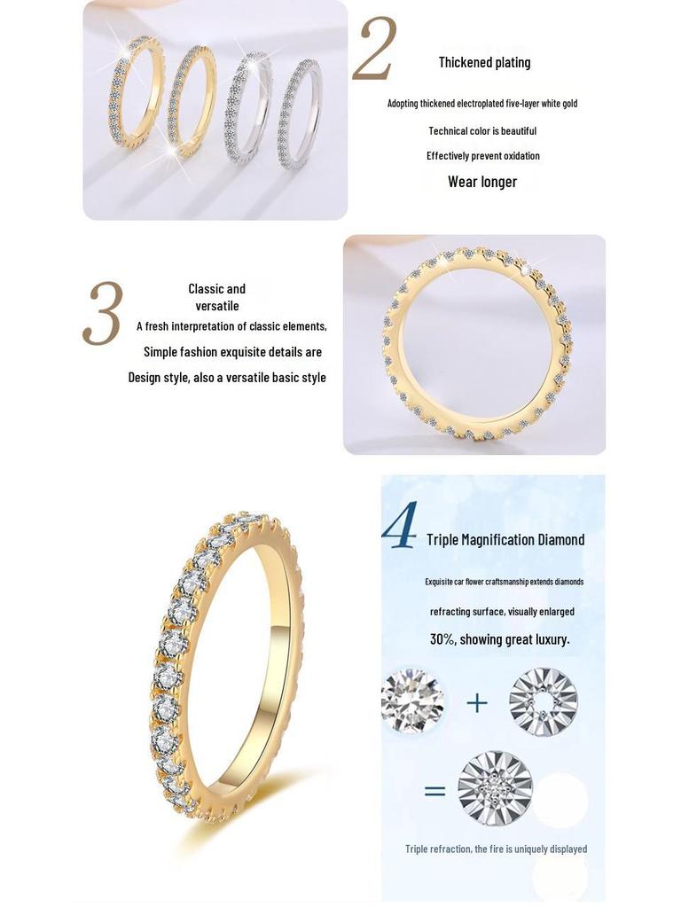 S925 Sterling Silver Star Moissanite Women's Ring