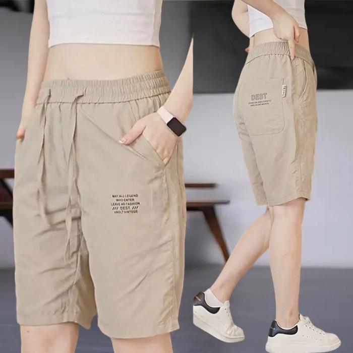 

Unisex Quick-Dry Ice Silk Sports Shorts, Summer Lightweight Casual Pants, New Cross-Border Style, Plus Size Five-Point Letter Design XL