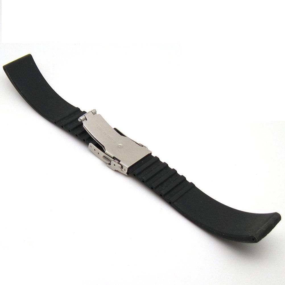2Pcs Breathable Silicone Watch Belt 22Mm Waterproof Replacement Strap Foldable Design Eco Friendly Material Stainless Steel