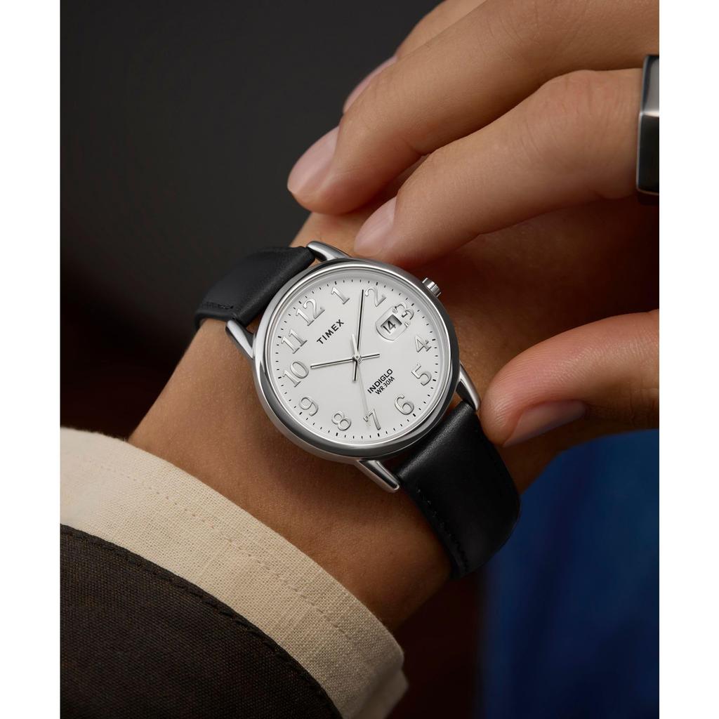TIMEX Easy Reader Watch 35mm Black Silver Tone White C Easy-to-Read Wristwatch
