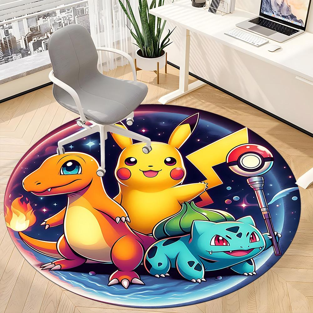 1pc Pokémon Charmander, Pikachu Carpet, Round Non-Slip Durable Large Size Office Carpet, Suitable for Office Yy250908024