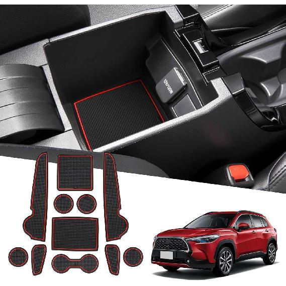 

Door Slot Mats for Corolla Cross Accessories 11PCS/Set Non-Slip Dust Corolla Cross Mats Cup Holder Inserts Center Console Liner Mat Compatible with красный