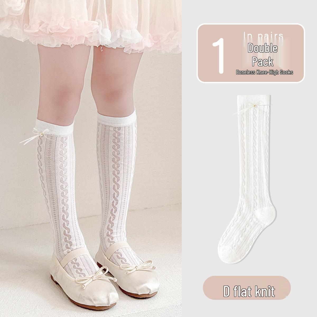 

Minliu Girls White Bow Knee-High Princess Socks - Thin, Boneless, Combed Cotton for Summer. XL (Foot 20-23CM, Shoe 33-37)