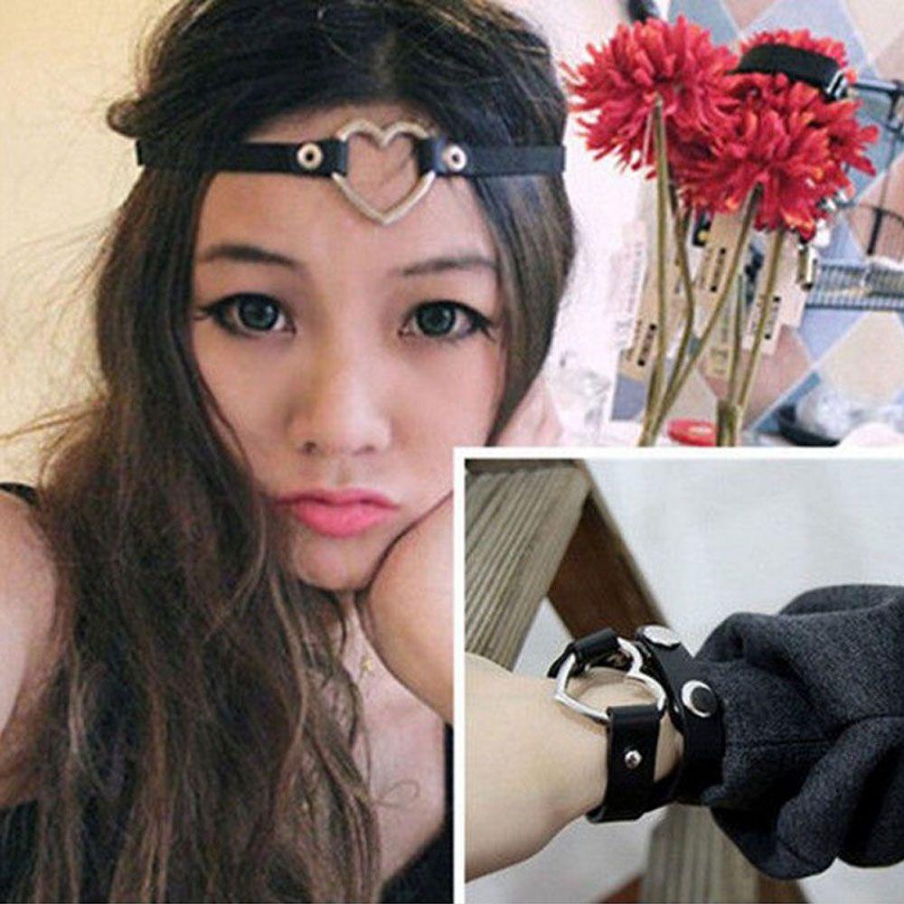 

Harajuku Handmade Chain CHIC Rivet Leather O-Ring Heart Collar Necklace Choker чёрный