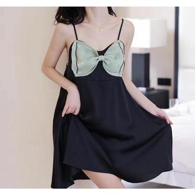 Sexy Suspender Nightdress Women's Ice Silk Summer Loose Pajamas Bow Style Loungewear Thin Loungewear
