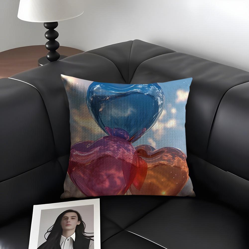 Balloon Fashion Cushion Cover Natural Linen Organic Fabric Double-Sided Printing Sofa Home Decor Gift Pillow Case