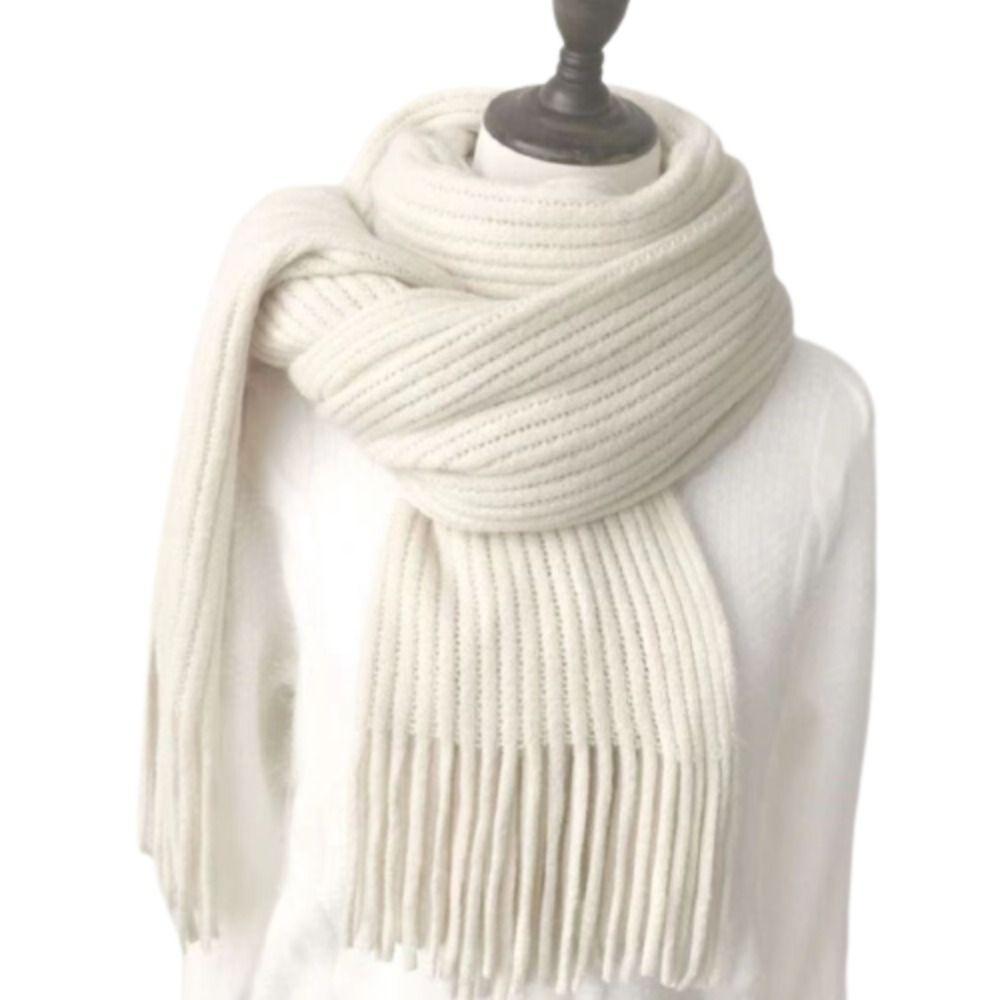 Warm Winter Cashmere Scarf Long Tassel Knitted Scarf Fashion Solid Color Scarves  Women