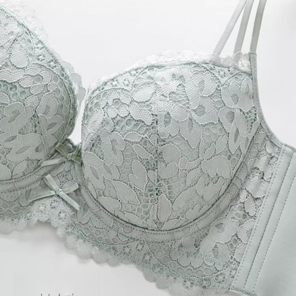 Underkläder Dam Tunn Spets Mjuk Stålring Anti Hängande Samlande Justerbar Bröstform Rak BH