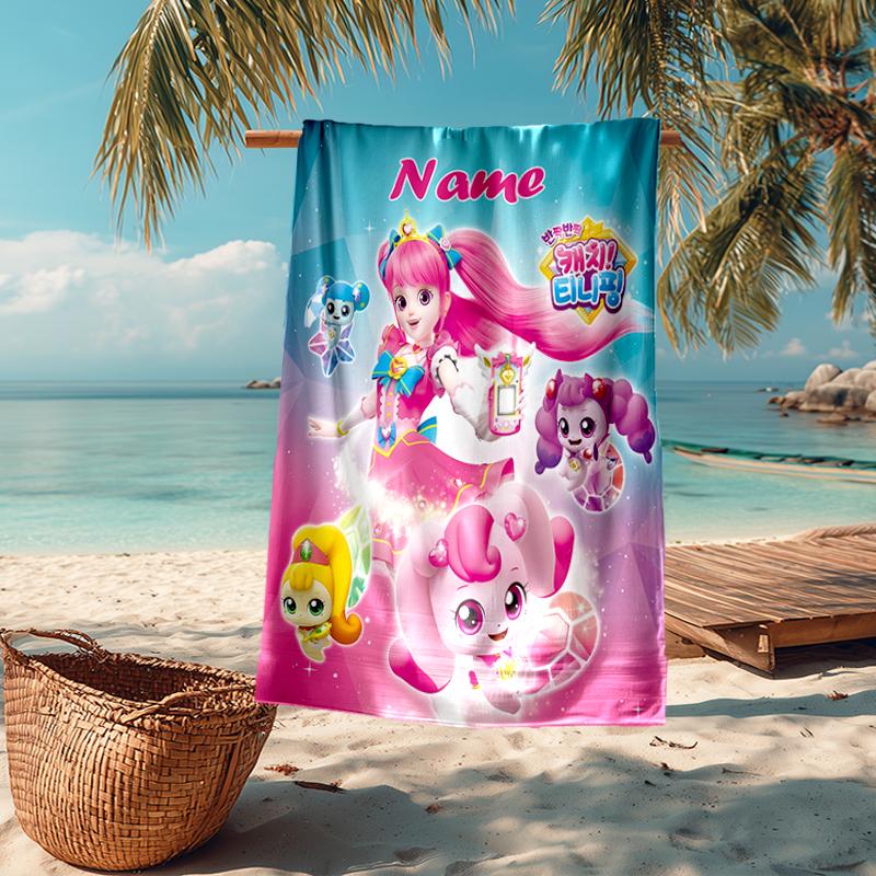 Custom Name Ultra-Soft Beach Towel with Twinkle Catch Teenieping Theme,Ideal for Pool - Camping, Diving - Perfect Travel Essential, Vibrant Beach Towe