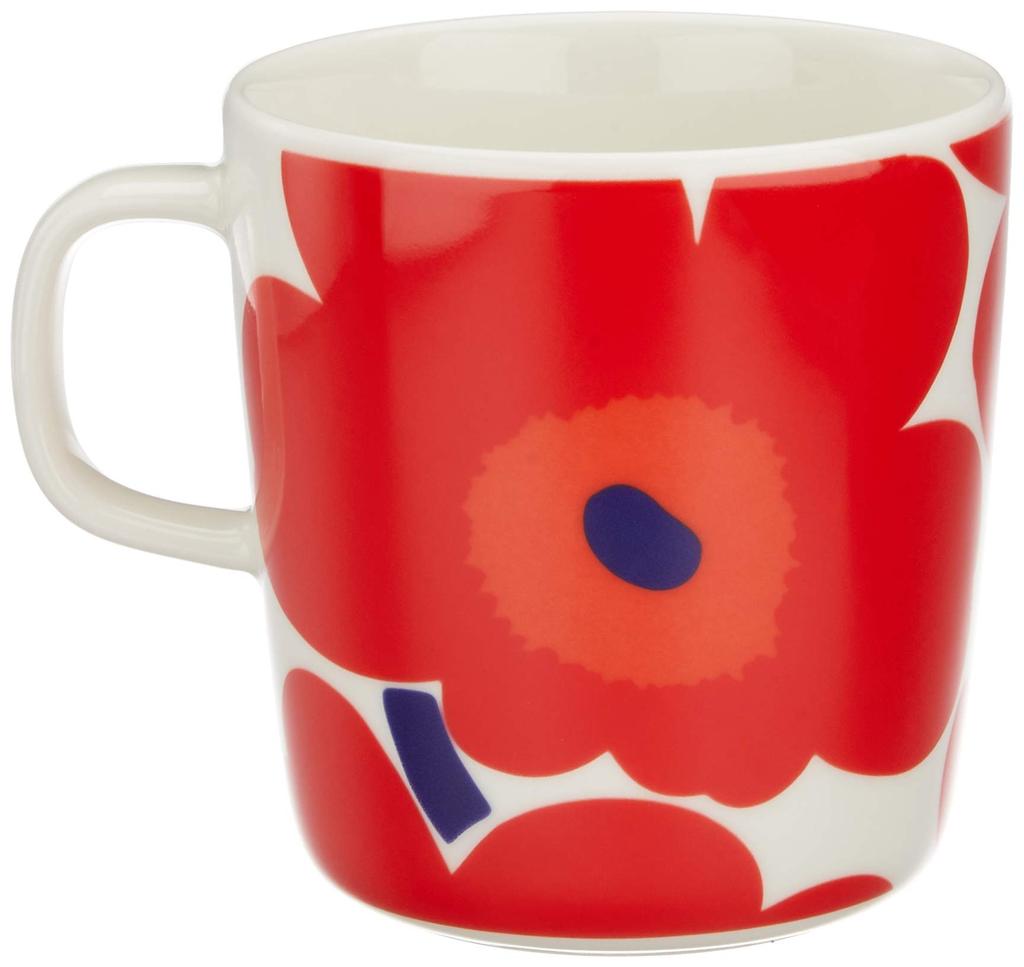 Marimekko Unikko White and 67719 001 Mug, Red, 400ml, (Used)