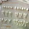30PCS Pearlescent White Mini Resin Ribbon Bow Nail Art Decoration Bow Nail Charms Supplies For Manicure DIY