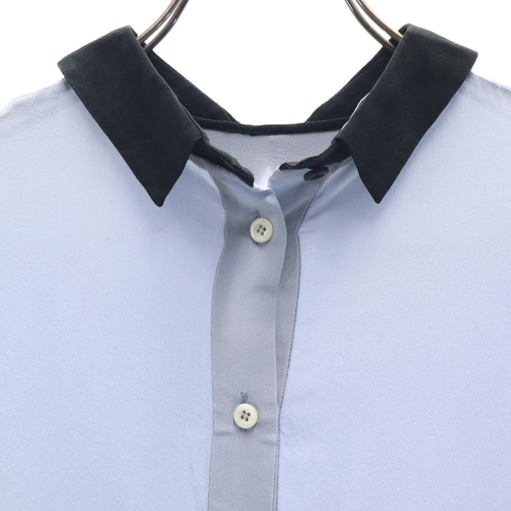 Prada 7 Minutes Sleeve Blouse 40 Blue Gray Back Opening Women Used
