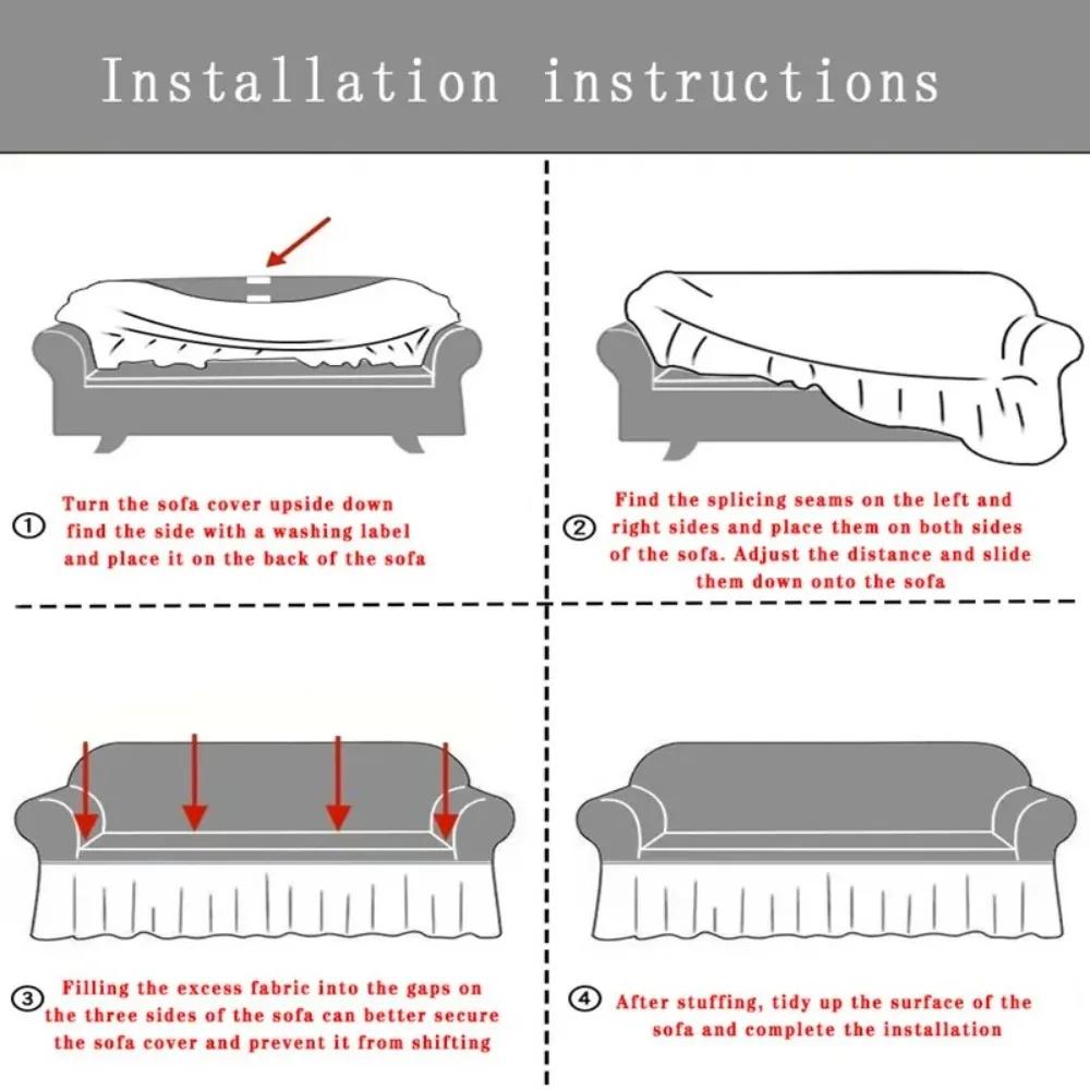 1Pc Luxury Jacquard Sofa Cover With Ruffle Non-Slip Dustproof For 1-4 Seater Sofa Machine Washable All-Season Home Decorations