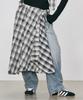 Dieomaidieo Check Drape Fringe Wrap Skirt (Black)