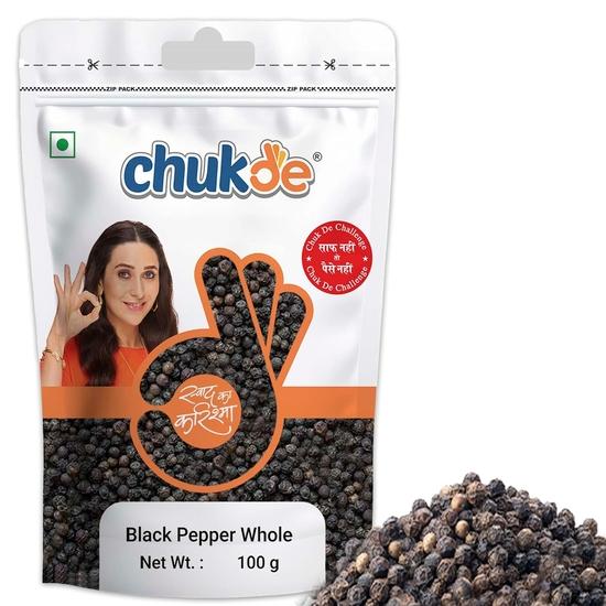 Chukde Kaali Mirch Sabut, Black Peppercorns Whole Spices, 100g