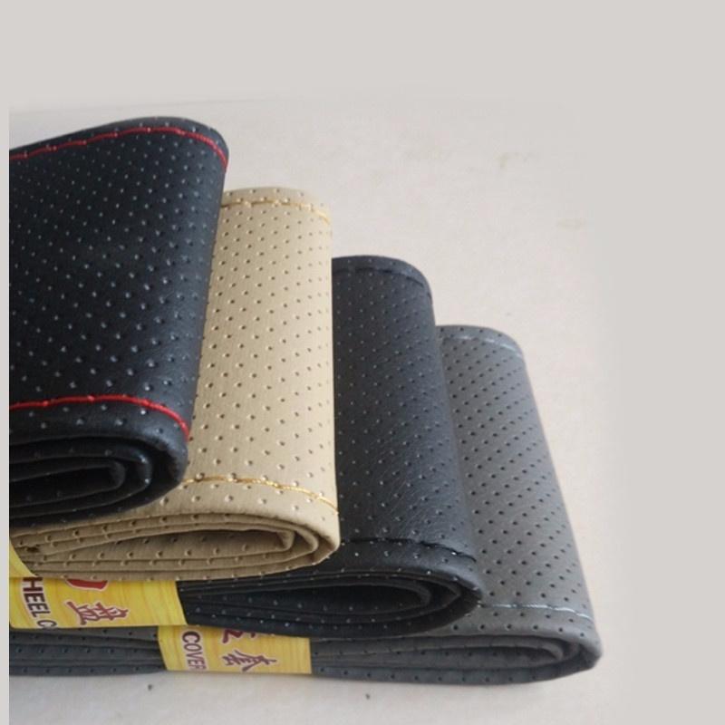 38cm Microfiber Car Steering Wheel Cover Soft Leather Braid On The Steering-Wheel with Needle Thread DIY Car Decoration