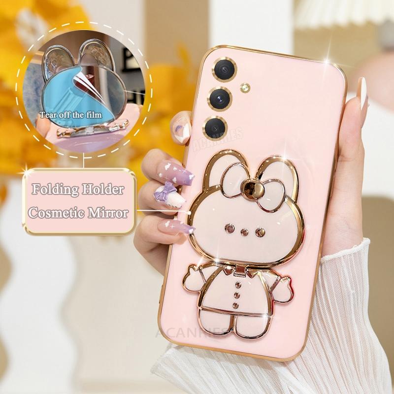 

A 16 26 36 56 Роскошный чехол-держатель для зеркала с покрытием для Samsung Galaxy A16 A26 A36 A56 5g S24 Fe S25 Plus Ultra Силиконовый чехол-подставка For Galaxy A16