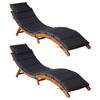 Vidaxl Sun Loungers with Cushions, 2 Pcs, Dark Grey, Solid Acacia Wood