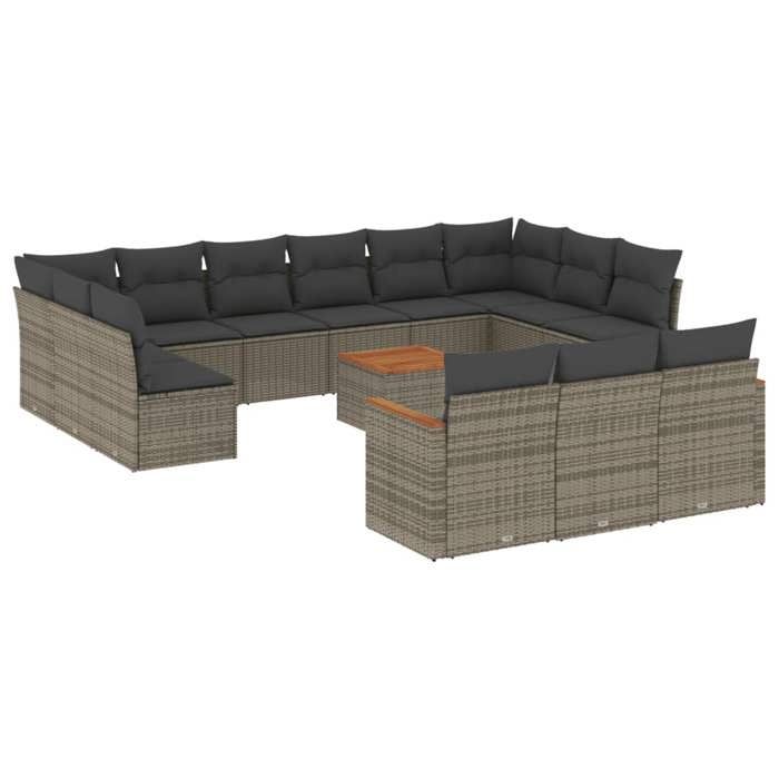VidaXL Garden Lounge Set with Cushions 14 Pcs, Patio Sofas, Patio Furniture Set, Outdoor Furniture, Grey 3226466