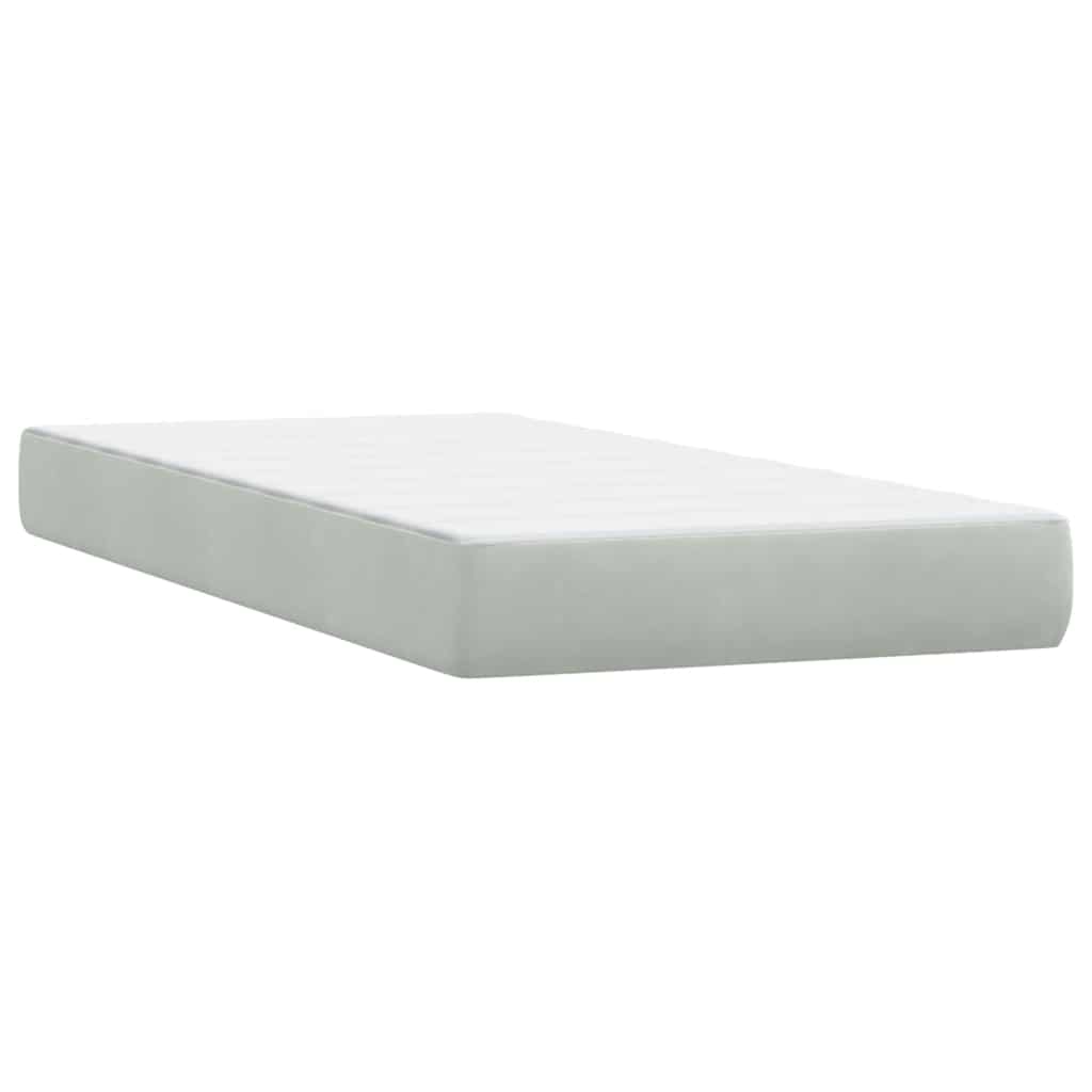 Box Spring Bed with Mattress Light Grey 80 X 210 Cm Velvet