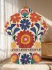 New Men'S Casual Short Sleeve Shirt with Full-Print Colorful Floral Patterns, Intricate And Vibrant Design for Festive Gatherings, Commuting, And