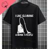 Funny Astronaut  Vacuum Cleaner Space Graphic Tshirt Short Sleeve 100 Cotton Round Neck Humor Style Casual Fashion Tshirt