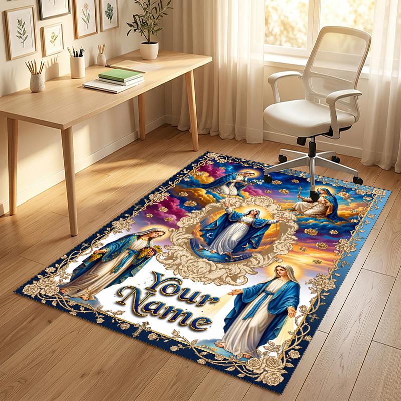 Celebration Party Theme Crystal Velvet Rug Personalized Custom Name Text Soft Floor Mat Home Decor