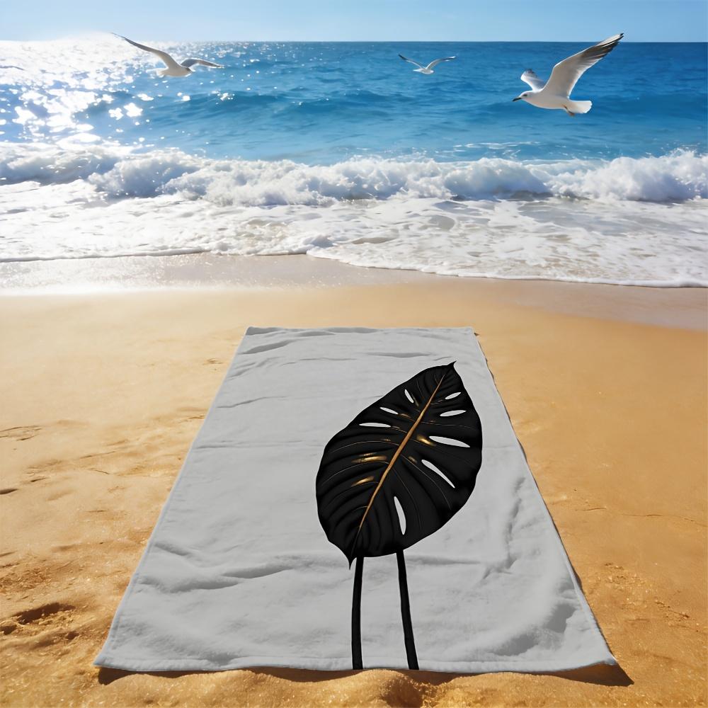 Gold Monstera Beach Towel Single Sided 2DPrint Soft Microfiber Beach Towel Beach Pool Spa Bathroom Tropical Decor Luxurious Gift